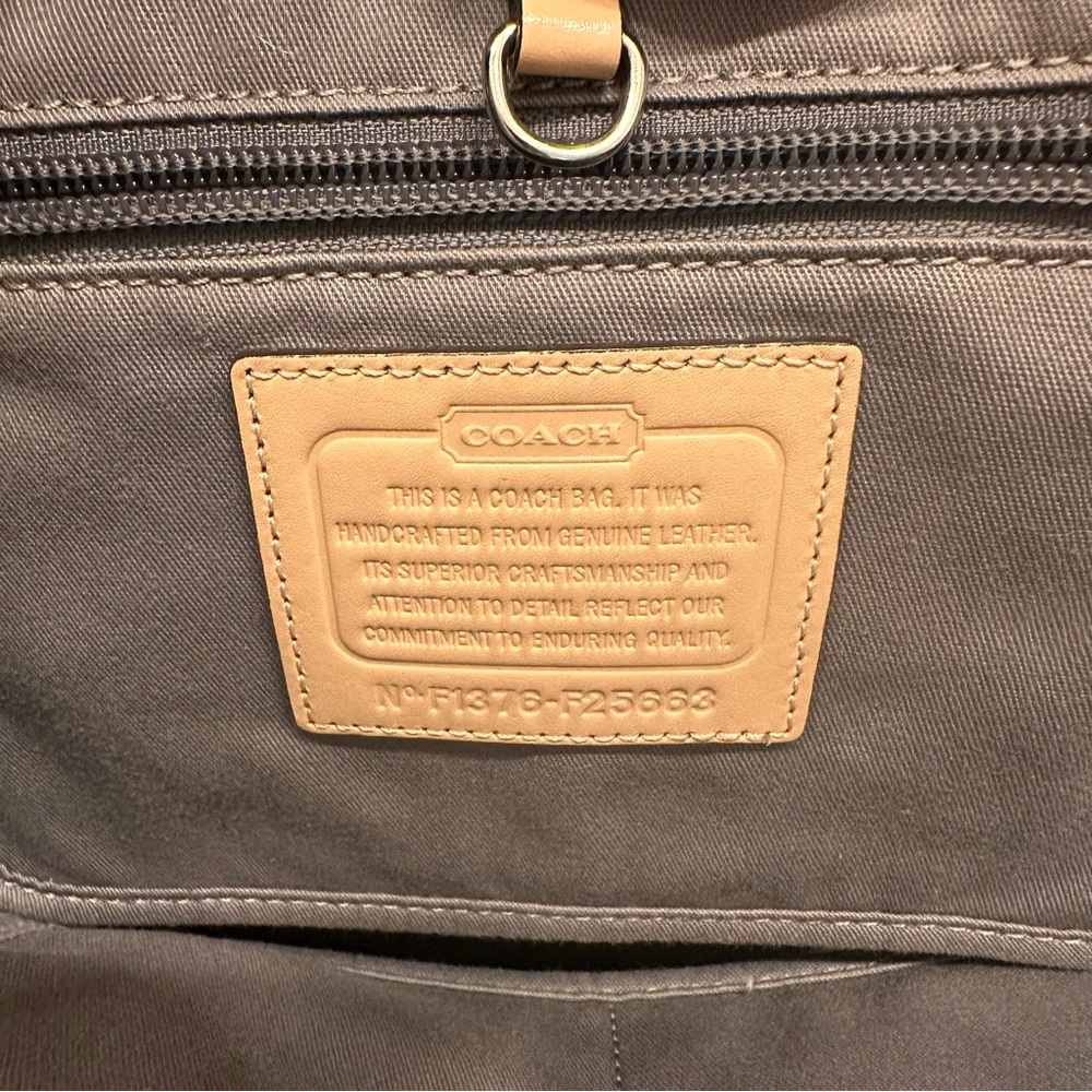 Coach Pewter and Tan Women's Tote Bag with Optional Removable Cross Body Strap - Picture 5 of 9